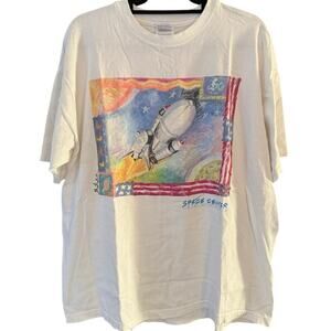 Vintage 90s Space Center Houston Space Shuttle Art Single Stitch Shirt Adult XL